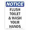 Signmission OSHA Sign, Flush Toilet And Wash Your Hands, 14in X 10in Rigid Plastic, 10" W, 14" L, Portrait OS-NS-P-1014-V-12802 - alternate 1